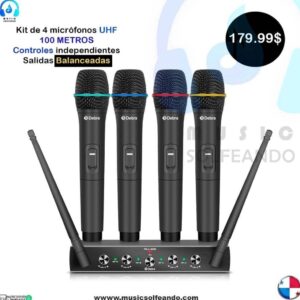 Set de 4 Microfono Inalambrico de Mano Debra AU400